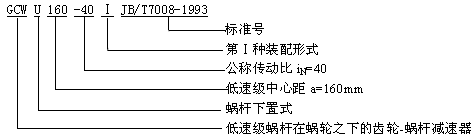 ZC1型雙級蝸桿及齒輪-蝸桿減速器型號與標記(JB/T7008-1993)
